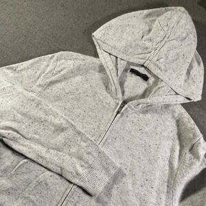 Banana Republic Speckled Knit Zip Up Hoodie Sweater Women's L Gray Lightweight